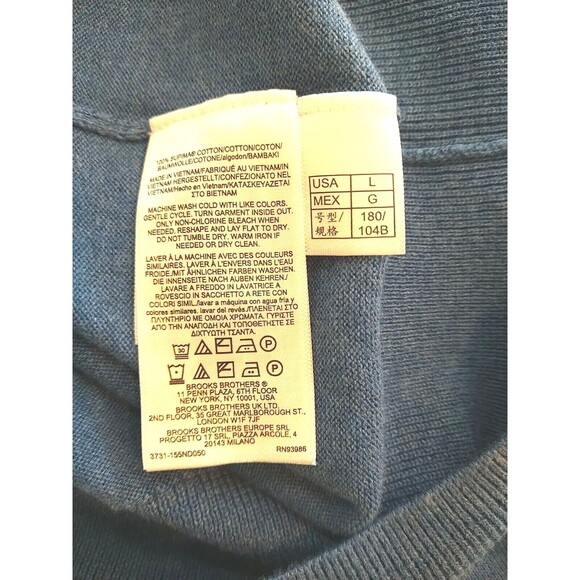 Brooks Brothers 100% Supima Cotton V-Neck Sweater Men's Large Blue - Picture 6 of 7